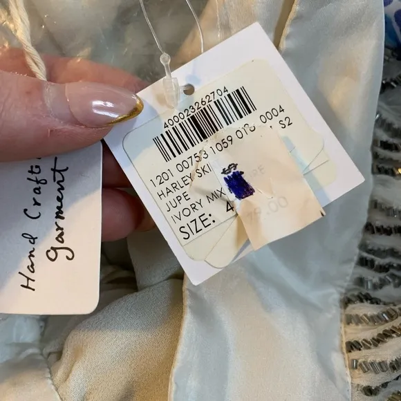 NWT Club Monaco Harley Beaded Jupe Skirt in Ivory Size 4