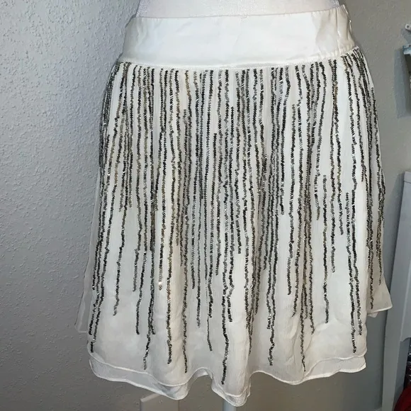 NWT Club Monaco Harley Beaded Jupe Skirt in Ivory Size 4