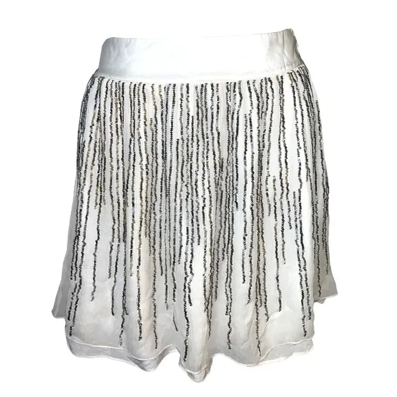NWT Club Monaco Harley Beaded Jupe Skirt in Ivory Size 4