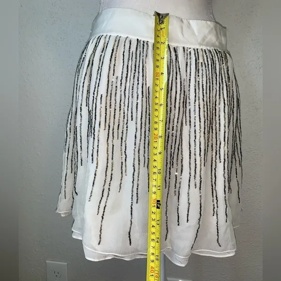 NWT Club Monaco Harley Beaded Jupe Skirt in Ivory Size 4