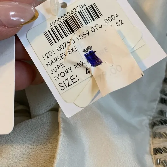 NWT Club Monaco Harley Beaded Jupe Skirt in Ivory Size 4