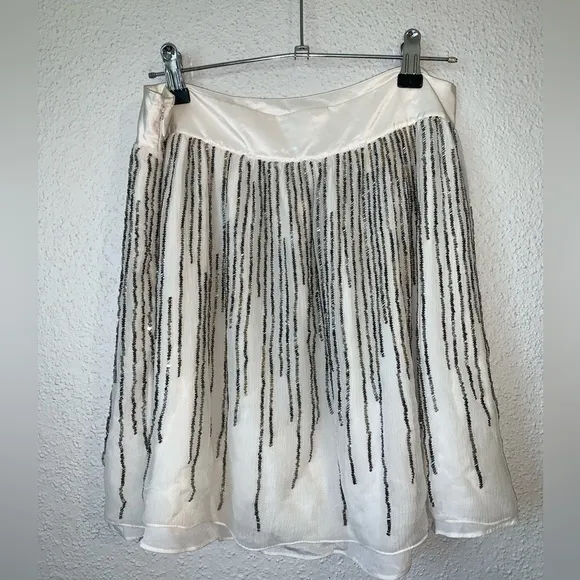 NWT Club Monaco Harley Beaded Jupe Skirt in Ivory Size 4