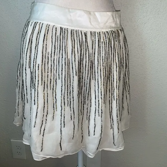 NWT Club Monaco Harley Beaded Jupe Skirt in Ivory Size 4