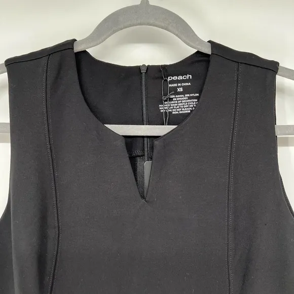 NWT Peach Marin Shift Dress Women's Size XS Black Sleeveless Cocktail Stretch