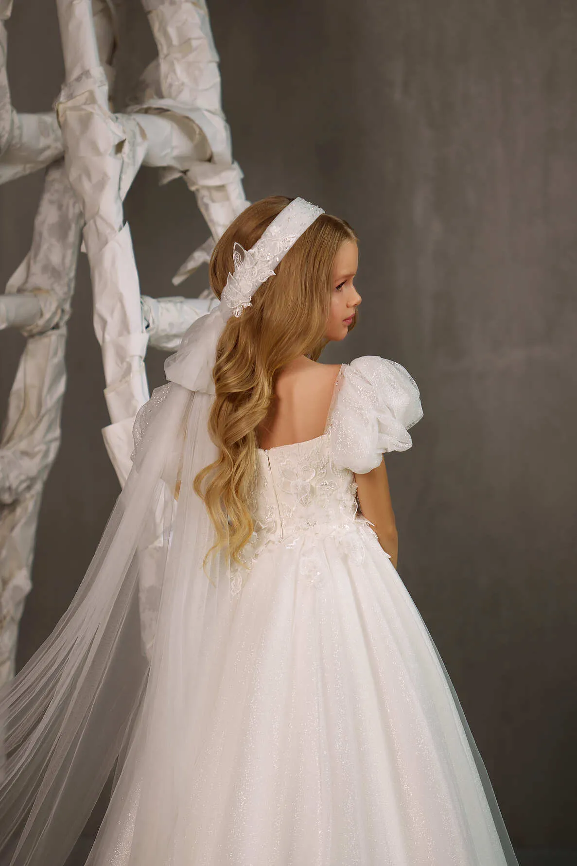 ORILIA – SHIMMERING COMMUNION DRESS WITH EMBELLISHED LACE BODICE