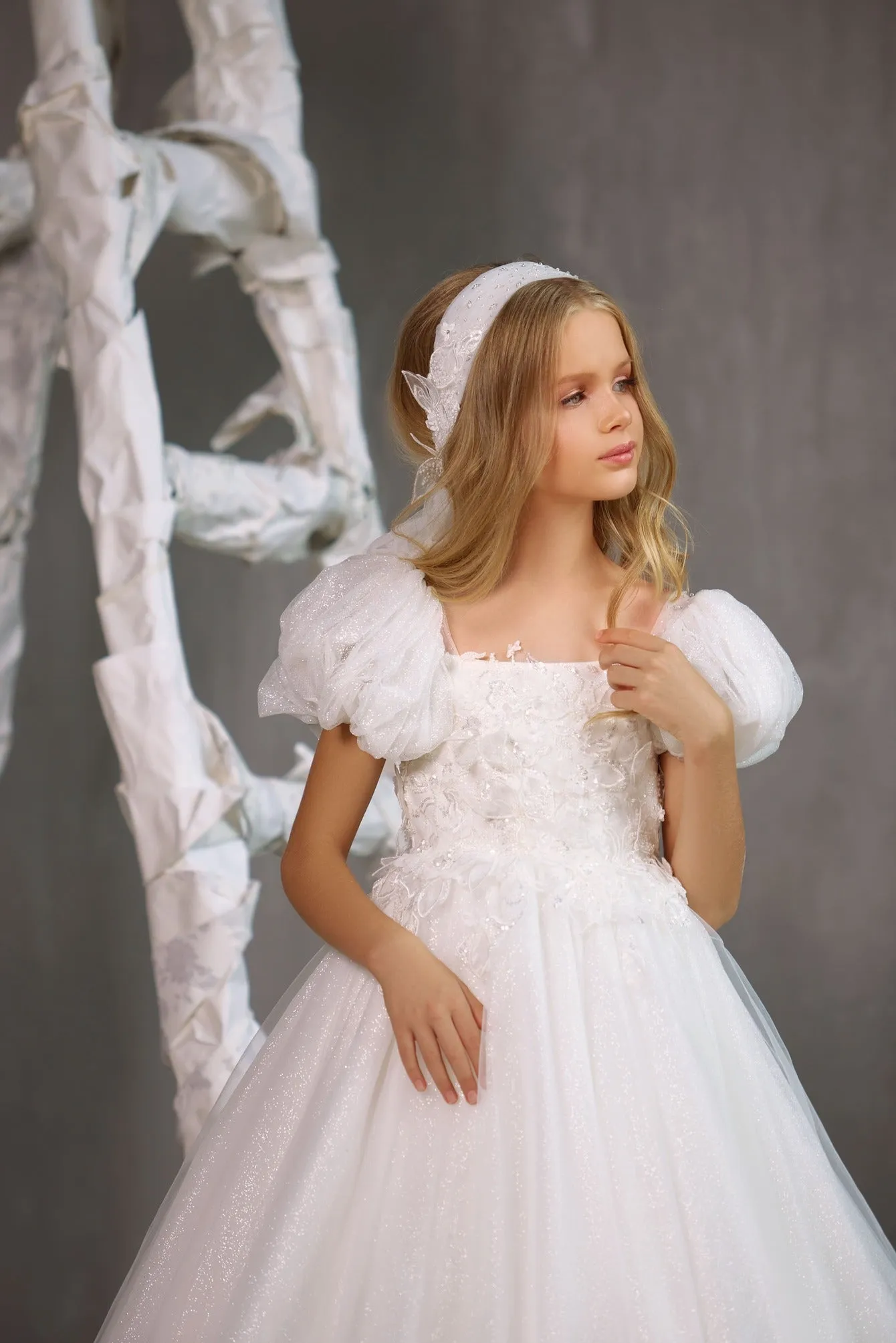 ORILIA – SHIMMERING COMMUNION DRESS WITH EMBELLISHED LACE BODICE