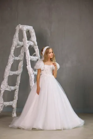 ORILIA – SHIMMERING COMMUNION DRESS WITH EMBELLISHED LACE BODICE