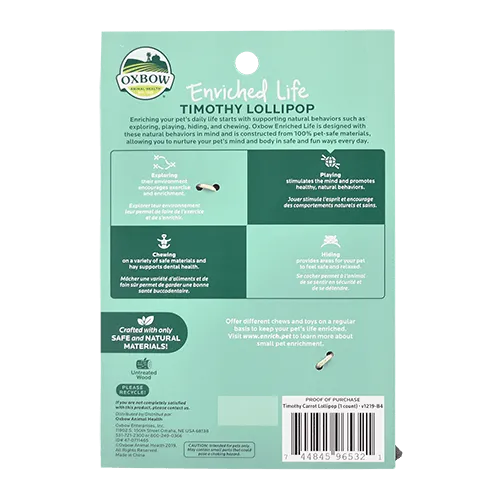 Oxbow Enriched Life Timothy Apple Lollipop Chew Toy for Small Animals
