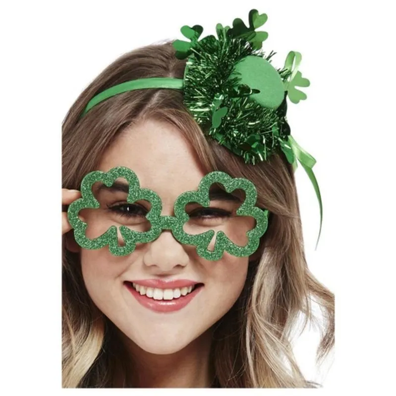 Paddy's Day Shamrock Glitter Party Specs