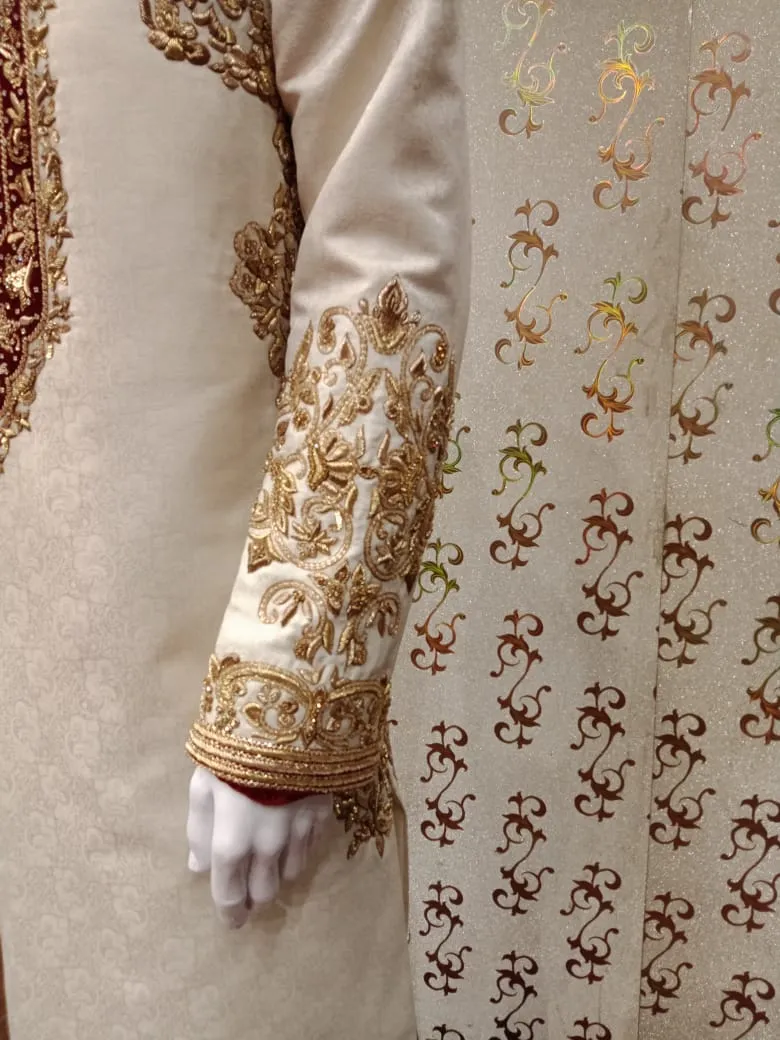 Pakistani Sherwani Royal look In Offwhite Color Model# Men 1735
