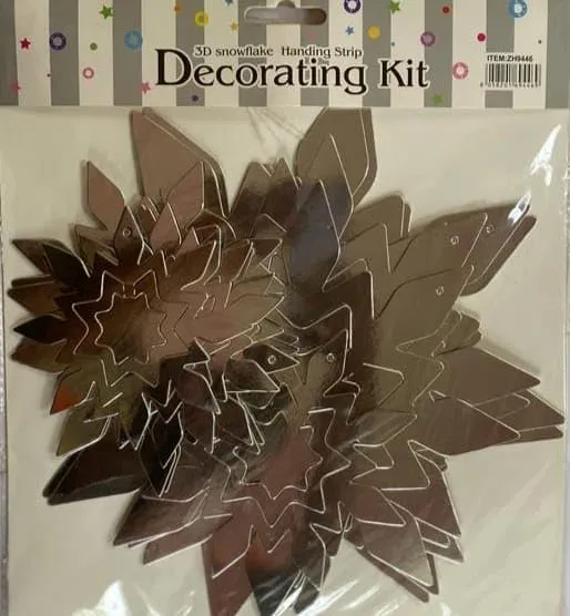 PartyToko Snowflake Decoration/Snowflake Theme/Party Supplies/Foam Snowflake White Christmas Tree Hanging Decor - Pack of 6 Pcs in a Set Metallic Paper