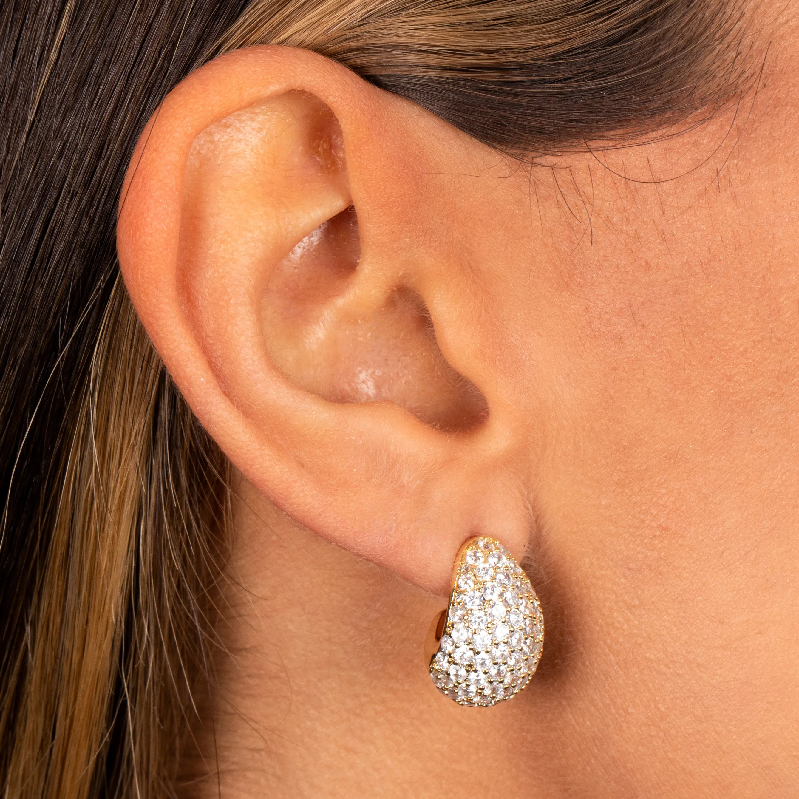 Pave Graduated Teardrop Stud Earring