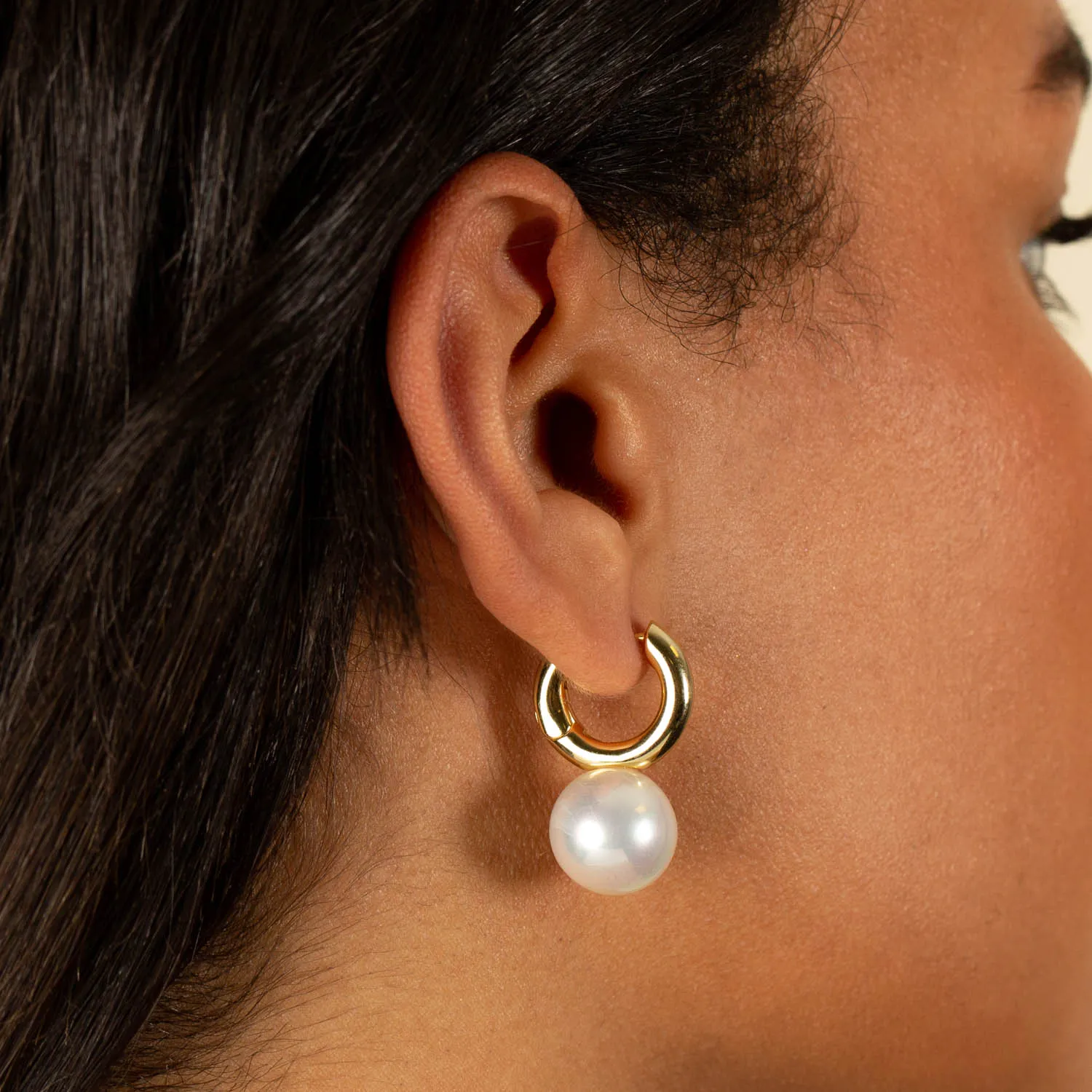 Pearl Dangle Huggie Earring