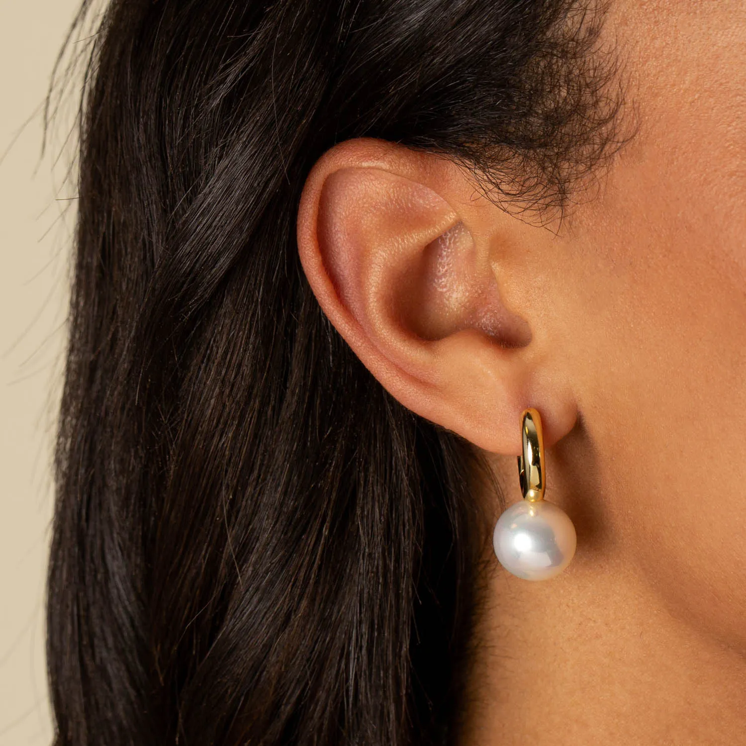 Pearl Dangle Huggie Earring