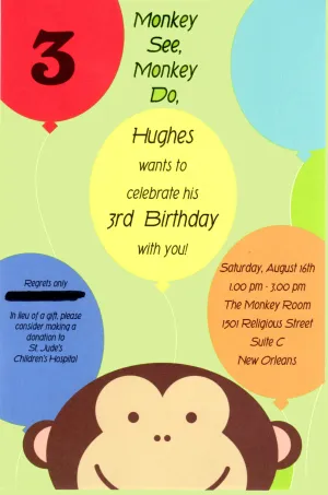 PEEKING MONKEY - BLANK STOCK INVITATION