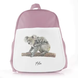 Personalised School Bag with Welcoming Text and Embracing Mum and Baby Koalas
