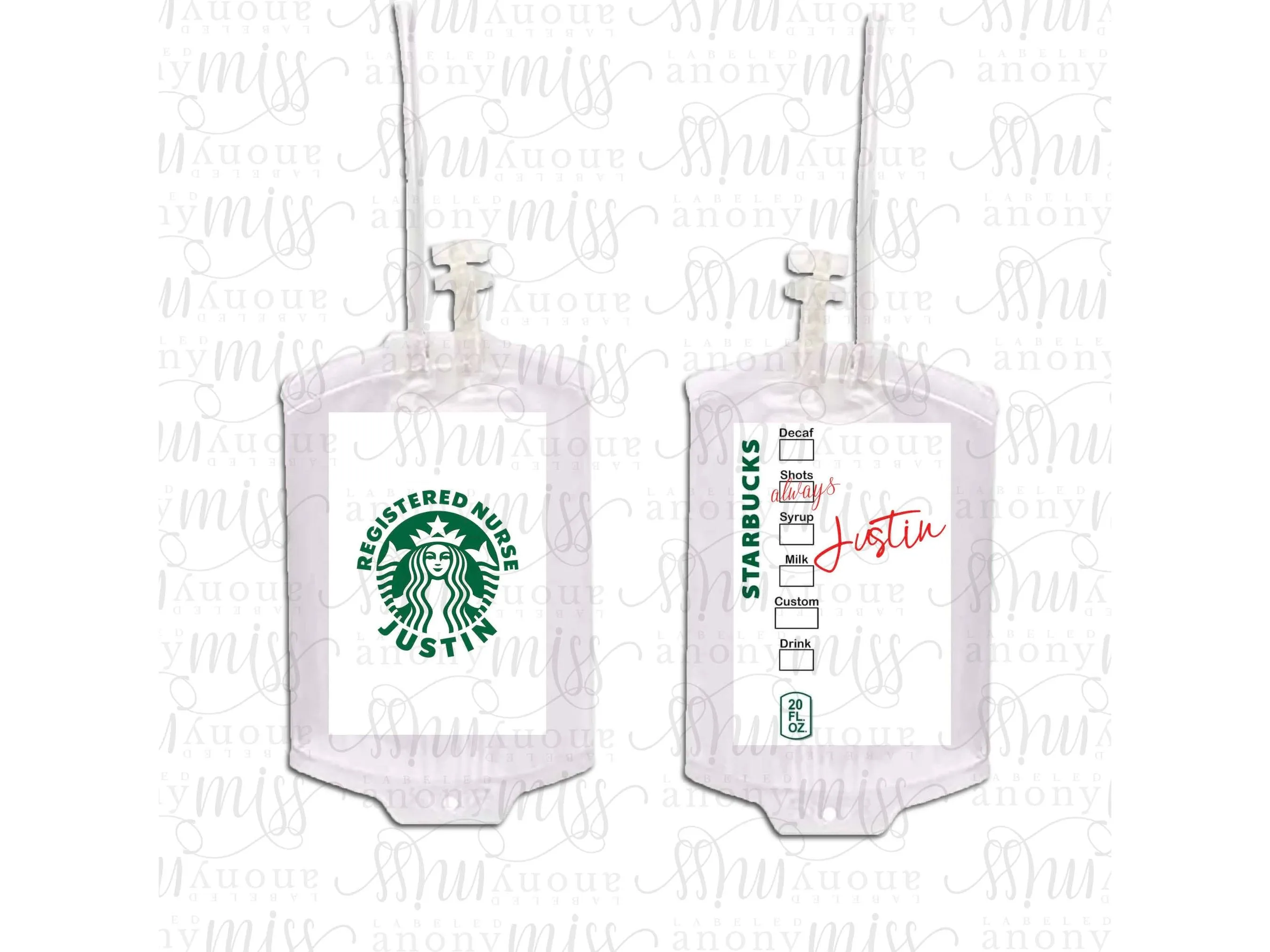 Personalized Caffeine I.V. Pouch, Personalized Coffee I.V. Bag, Coffee Drink Cup, DIY Gift Ideas, Coffee Lovers Gift, Nurse, Student Gift