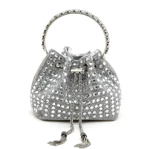 Petit Silver Crystal Bejeweled Evening Bag