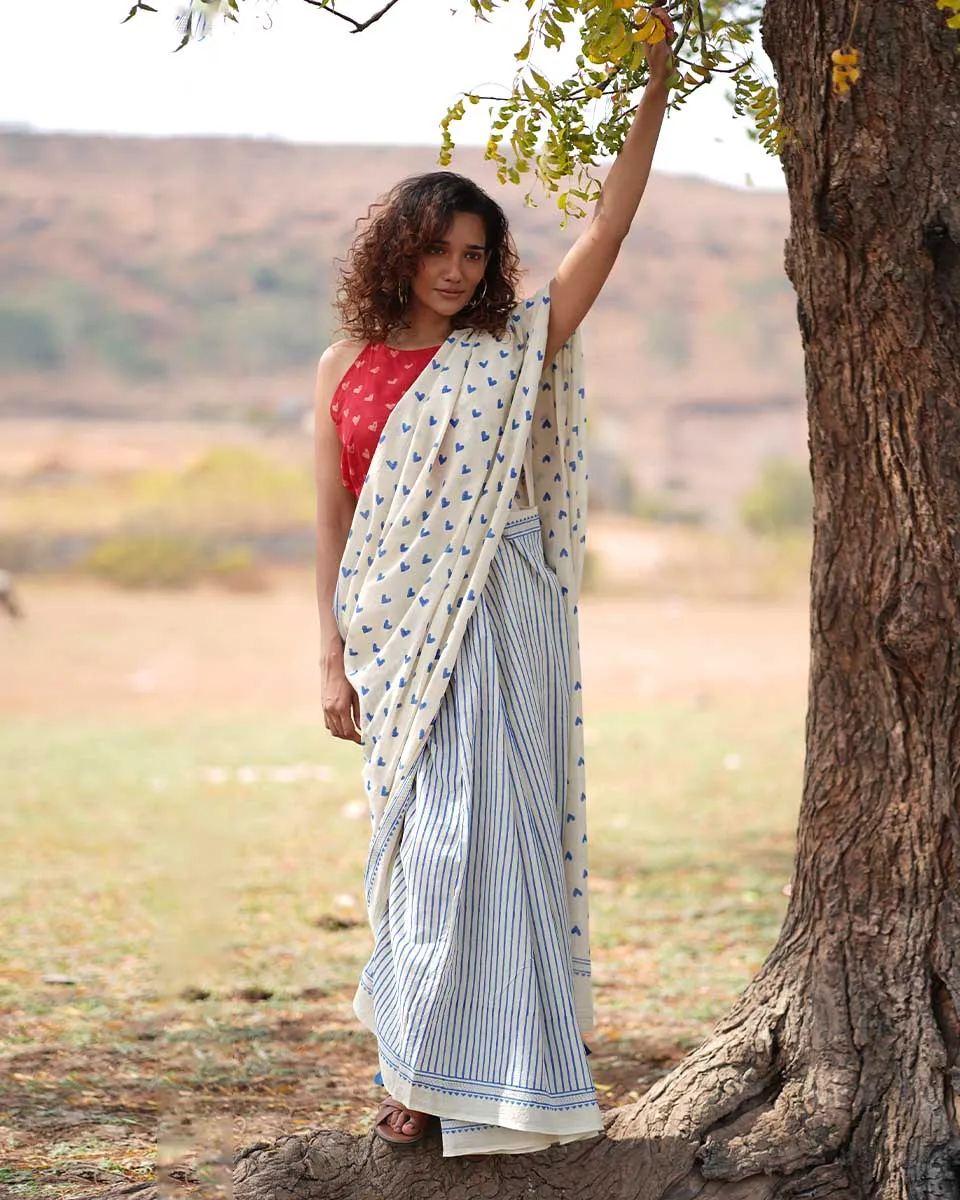 Phir Le Aya Dil Handblock Printed Cotton Saree