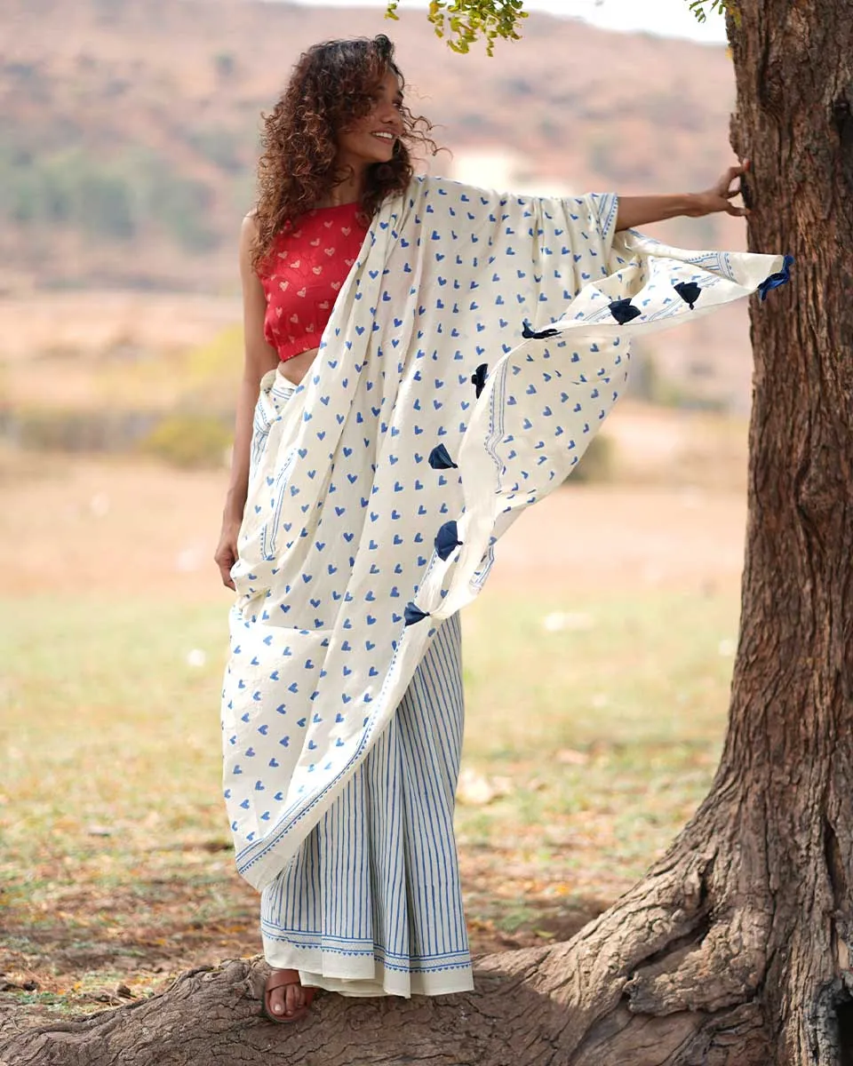 Phir Le Aya Dil Handblock Printed Cotton Saree