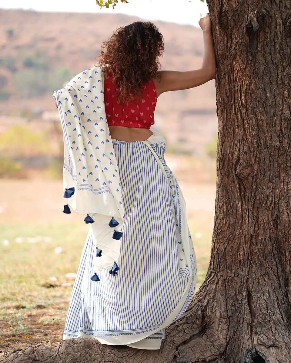 Phir Le Aya Dil Handblock Printed Cotton Saree
