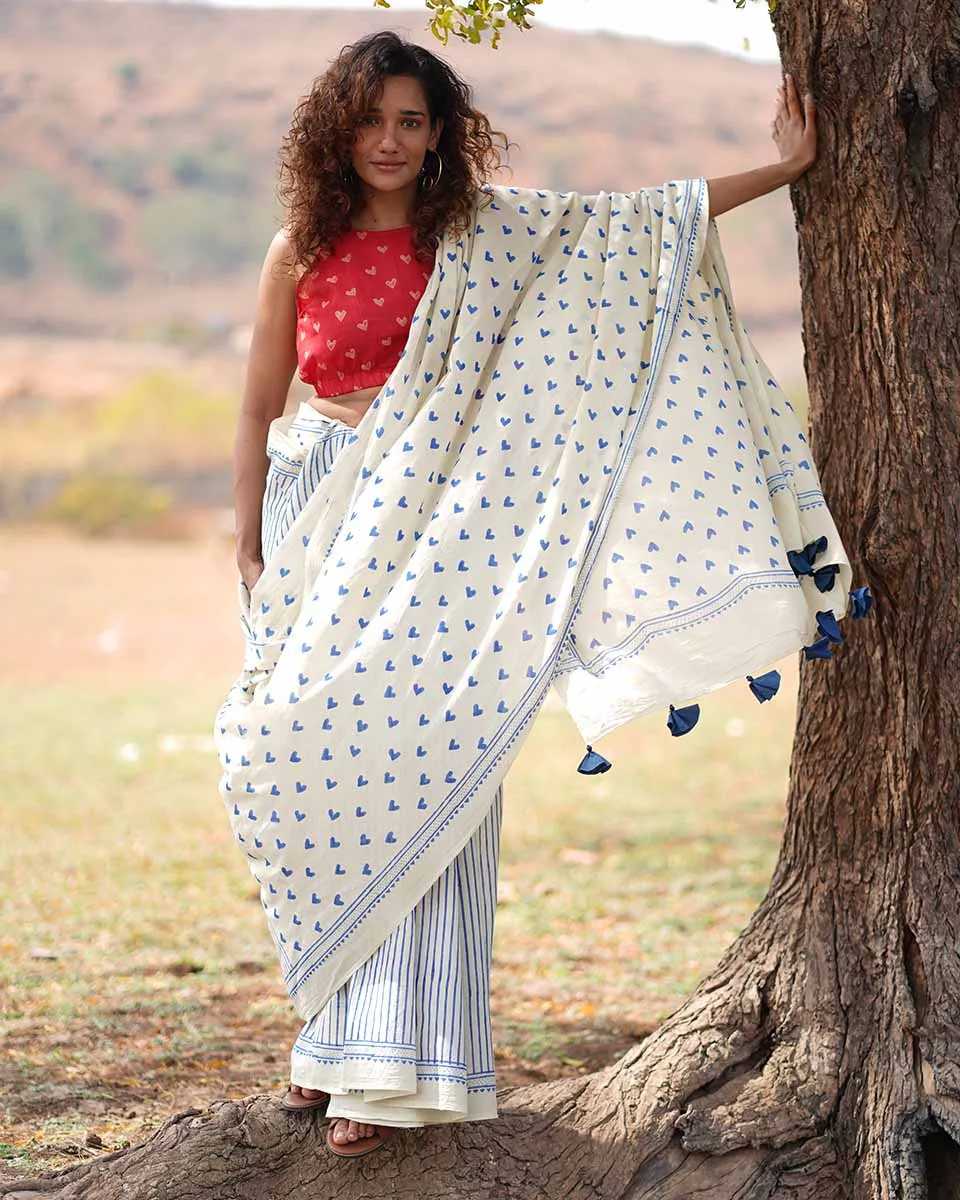 Phir Le Aya Dil Handblock Printed Cotton Saree