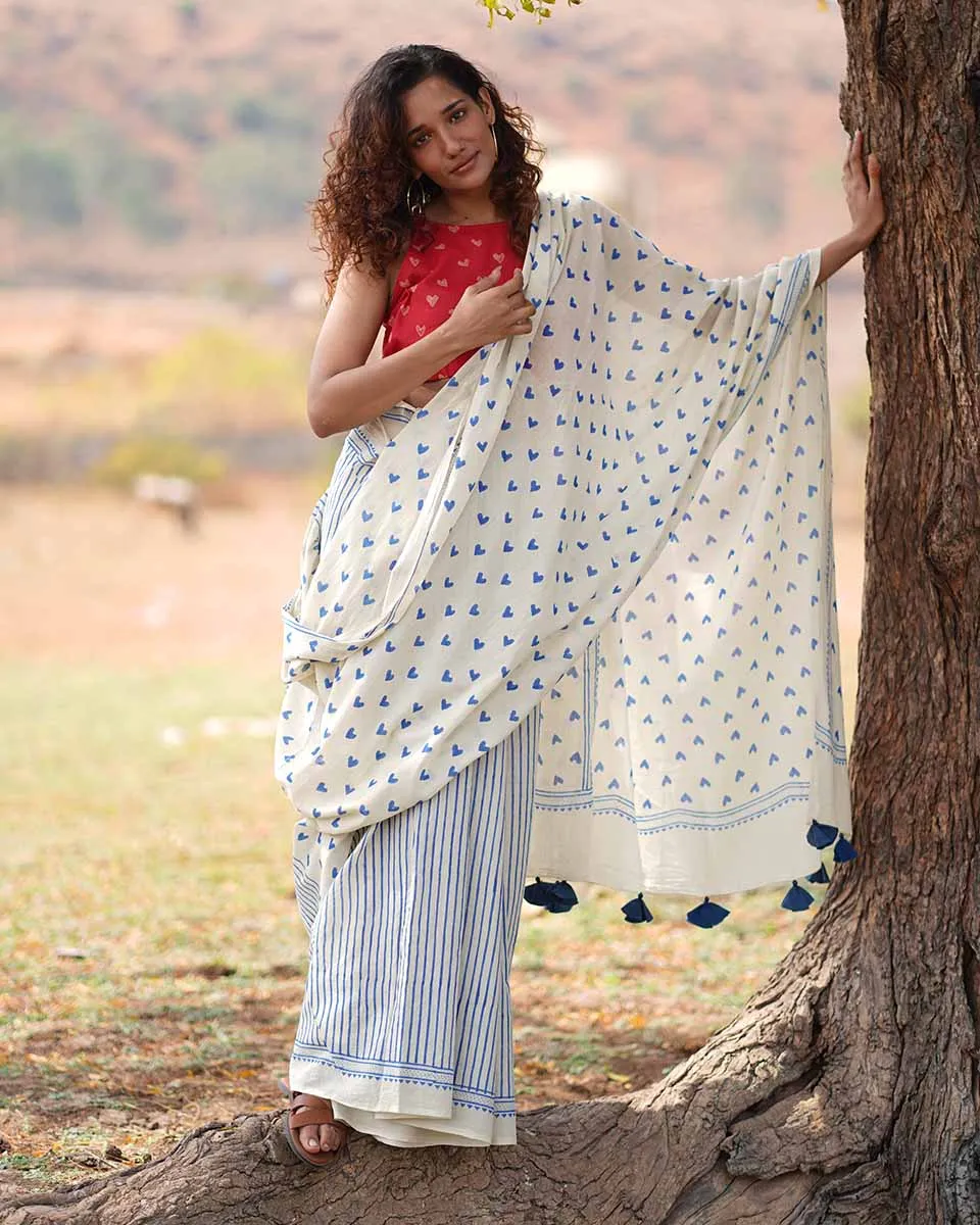 Phir Le Aya Dil Handblock Printed Cotton Saree