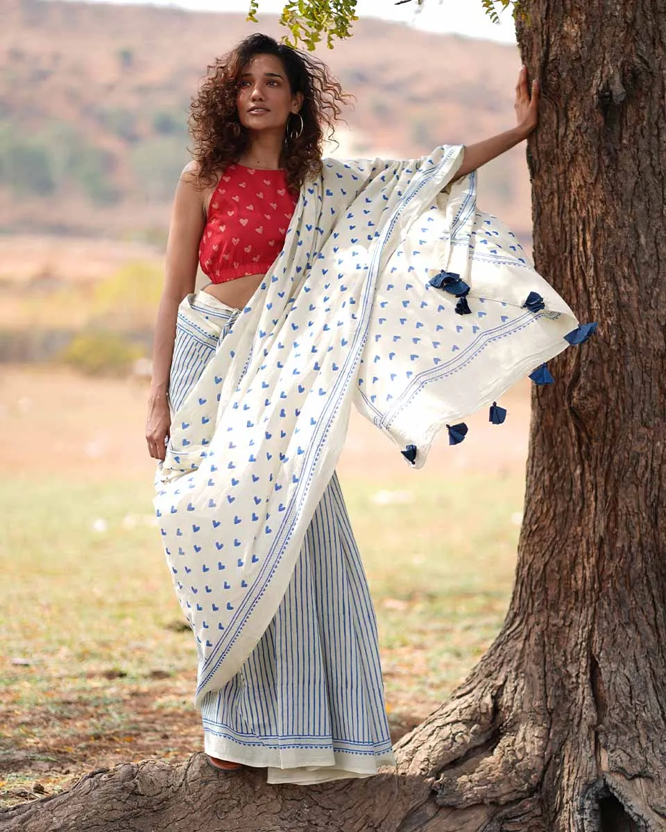 Phir Le Aya Dil Handblock Printed Cotton Saree