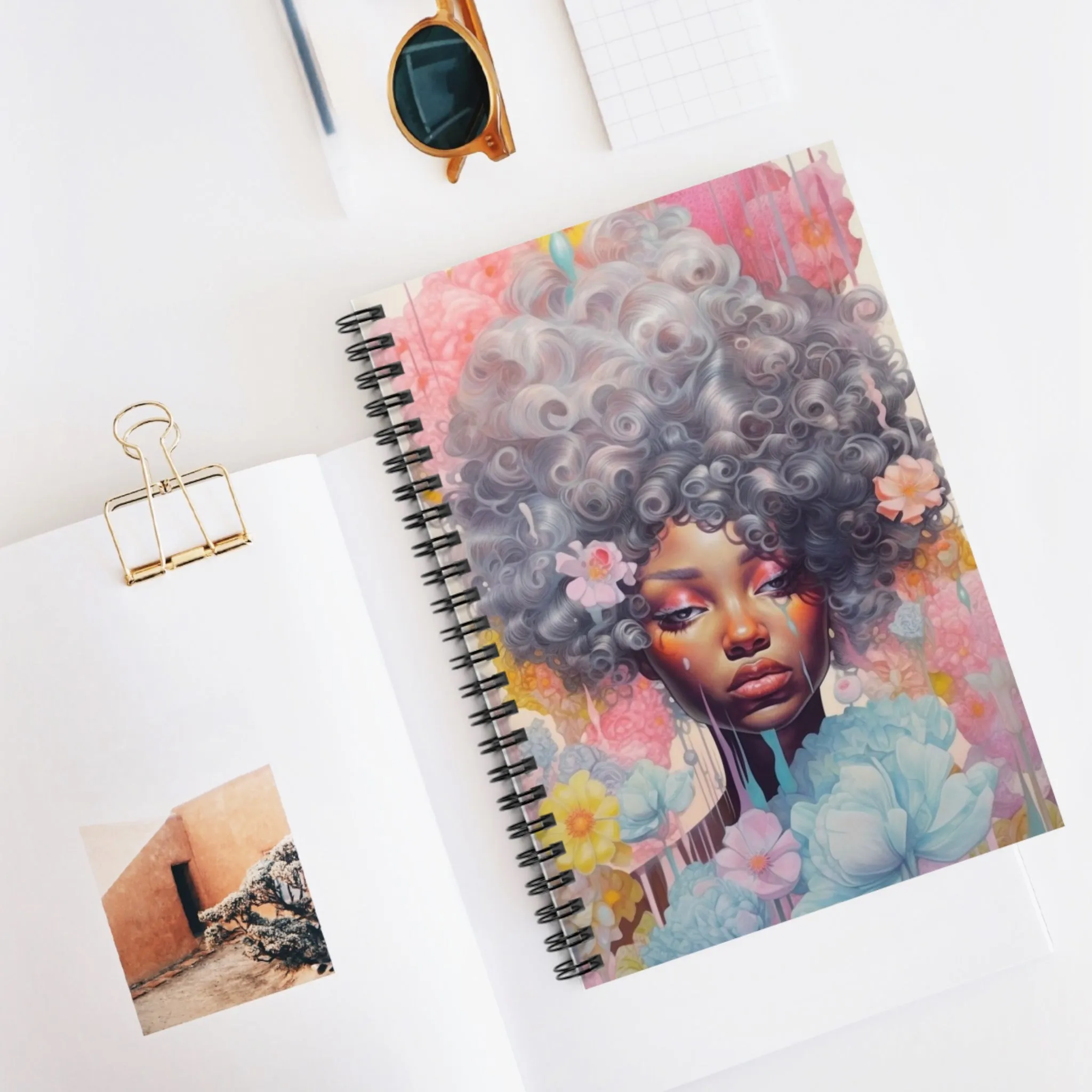 Pink and silver vibe Spiral Notebook - Ruled Line