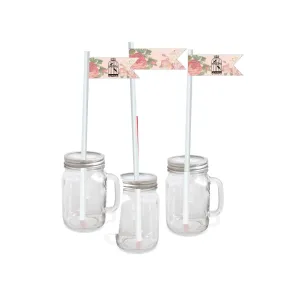 Pink Floral and Bird Cage Drink Straws