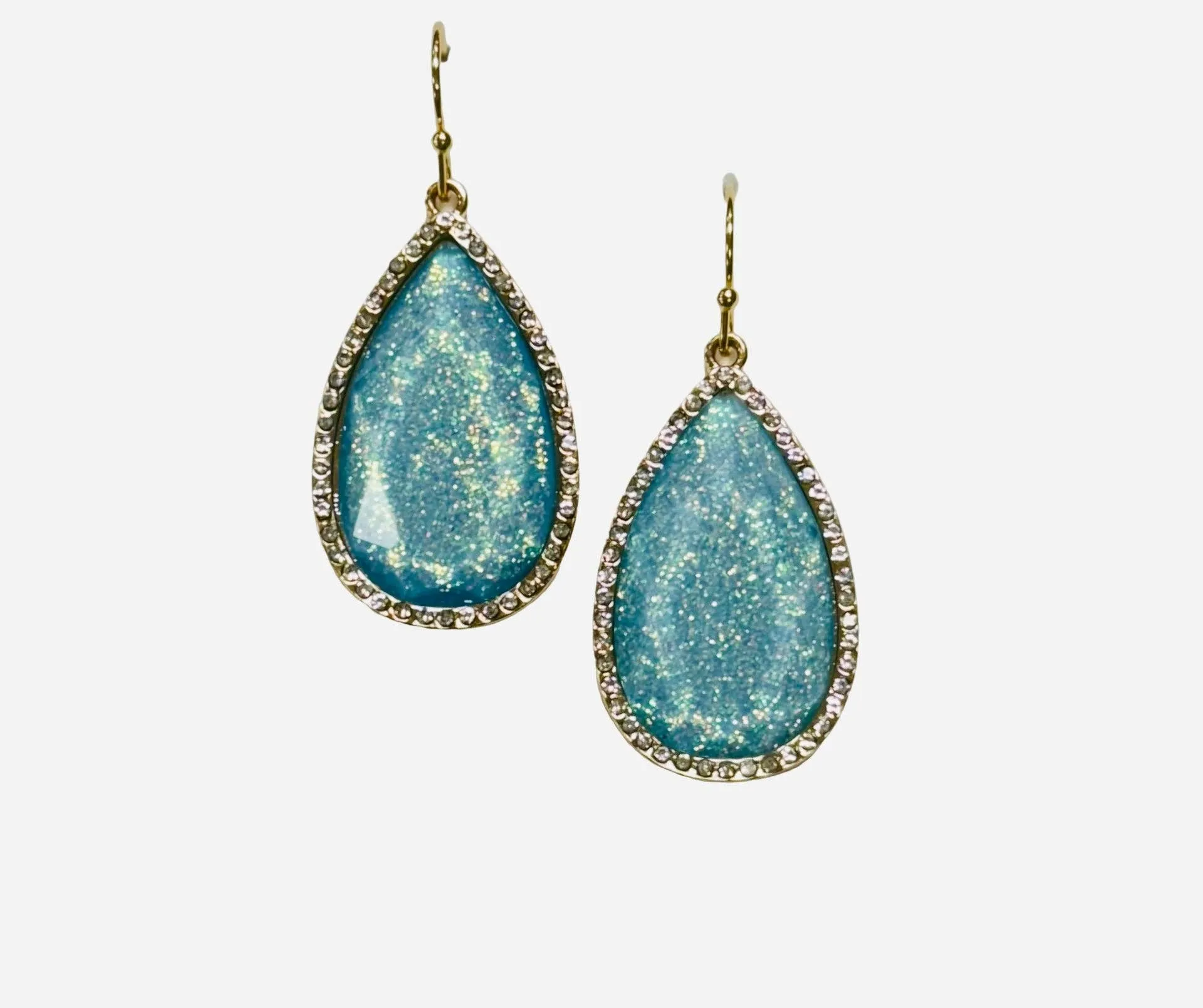 Pink Silver Rhinestone rimmed teardrop earring