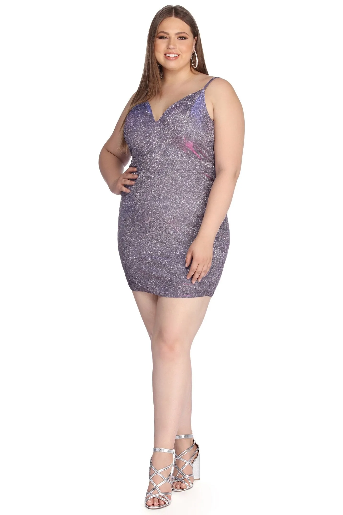 Plus Glitter Stylish Glam Party Dress