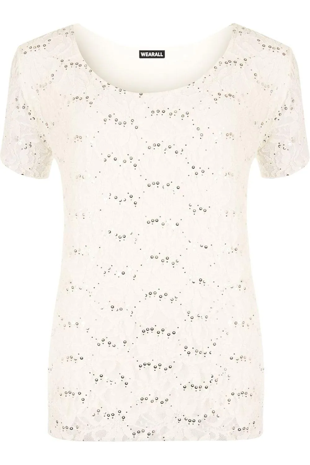 Plus Size Lace Sequin Lined Top