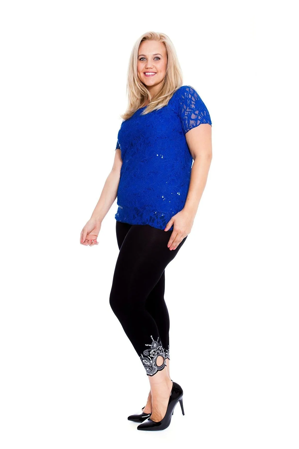 Plus Size Lace Sequin Lined Top