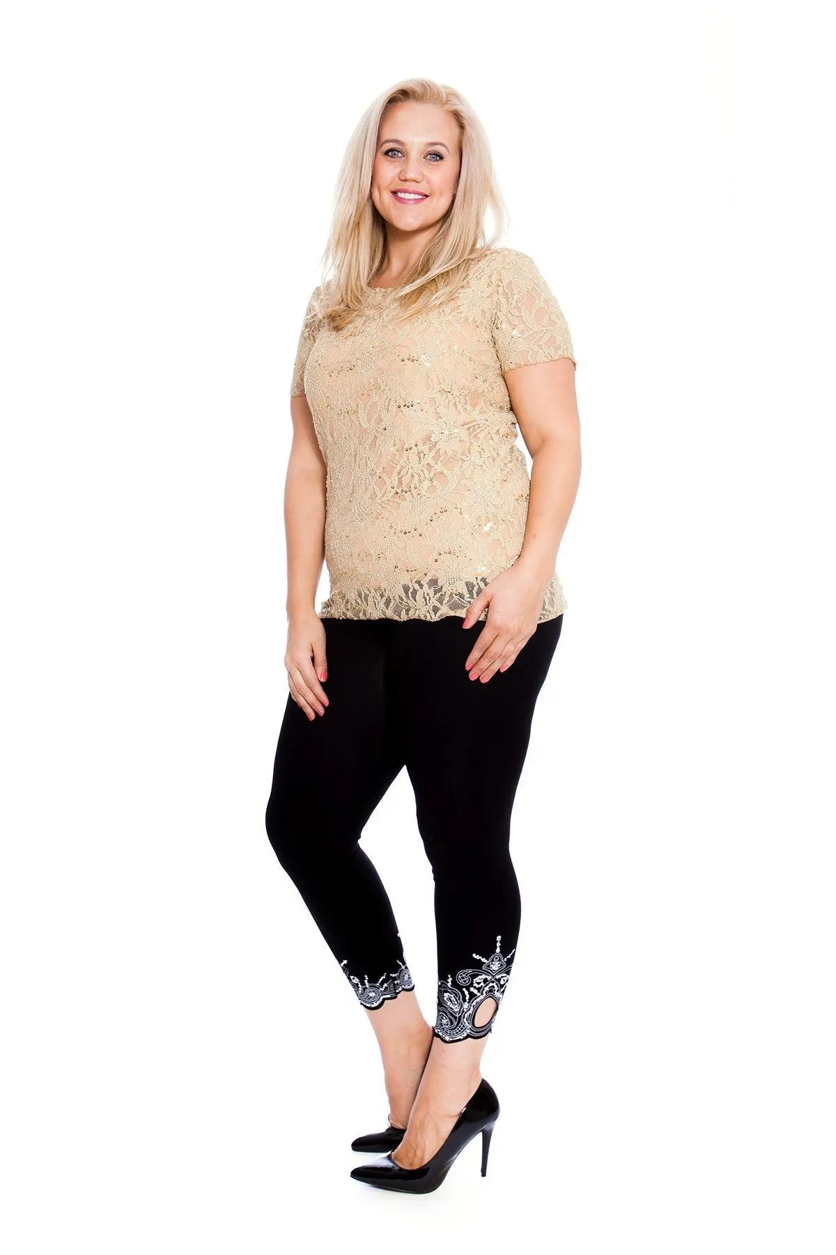 Plus Size Lace Sequin Lined Top