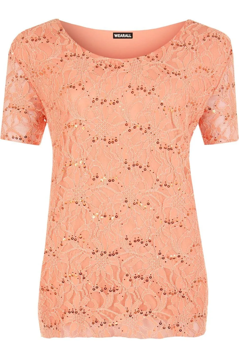 Plus Size Lace Sequin Lined Top