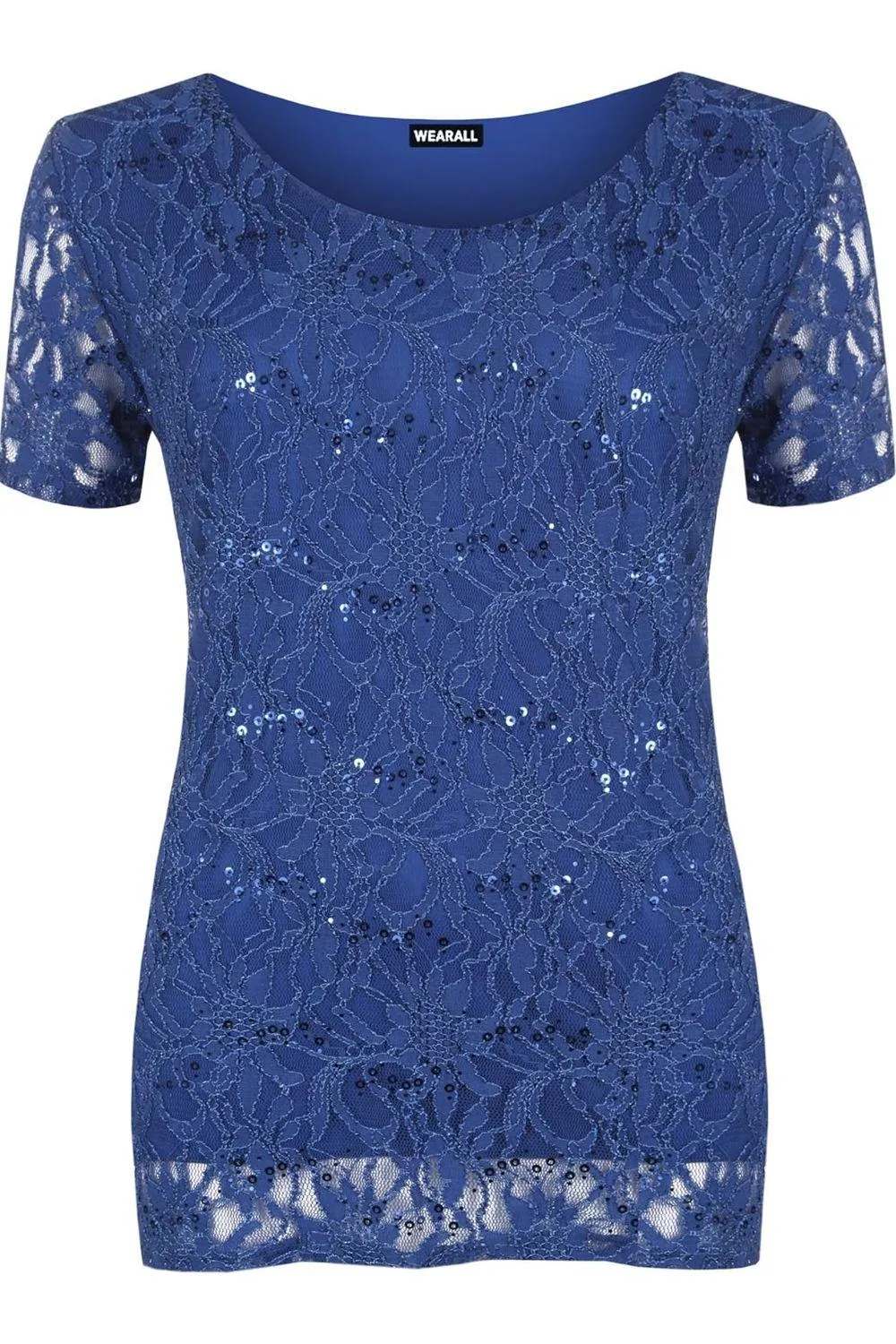Plus Size Lace Sequin Lined Top
