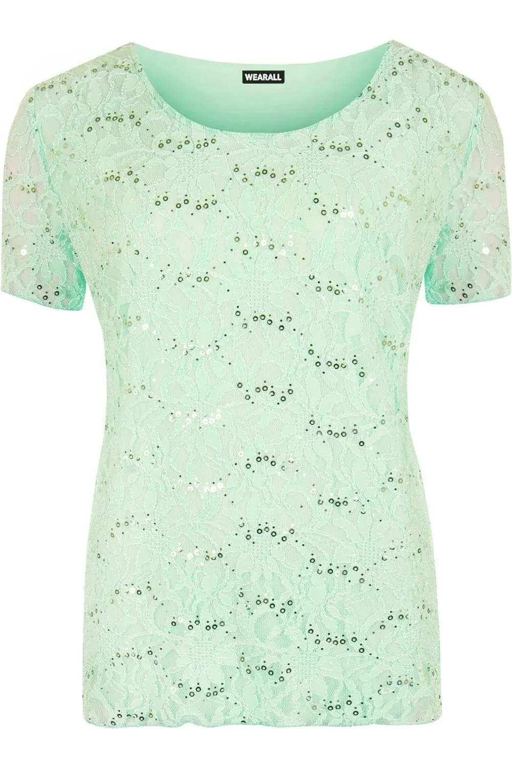 Plus Size Lace Sequin Lined Top
