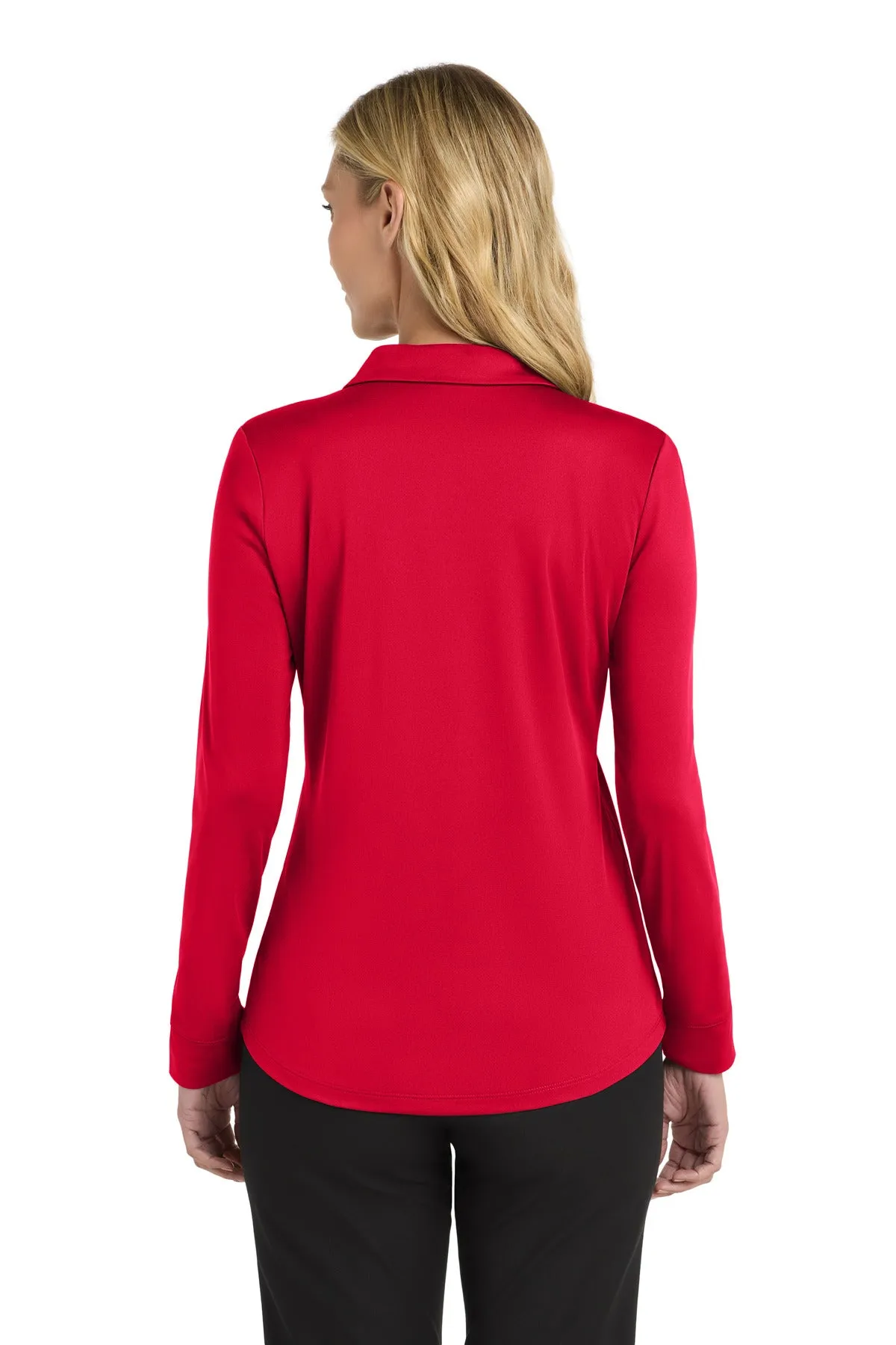 Port Authority  Women's Silk Touch   Performance Long Sleeve Polo. L540LS Red