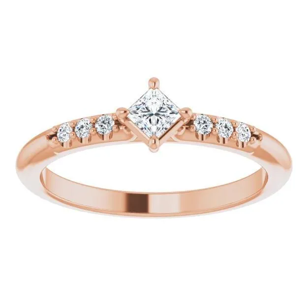 Princess Gemstone Lab-Grown Diamond Accent Stackable Ring