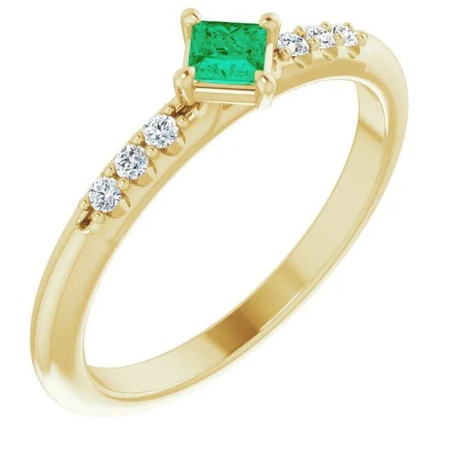 Princess Gemstone Lab-Grown Diamond Accent Stackable Ring