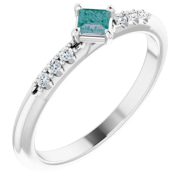 Princess Gemstone Lab-Grown Diamond Accent Stackable Ring