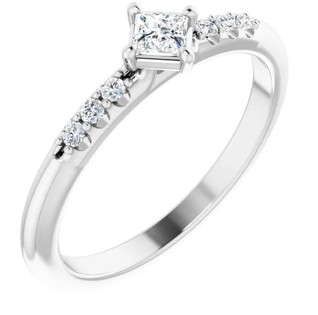Princess Gemstone Lab-Grown Diamond Accent Stackable Ring