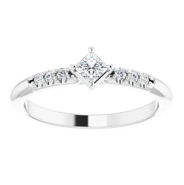 Princess Gemstone Lab-Grown Diamond Accent Stackable Ring