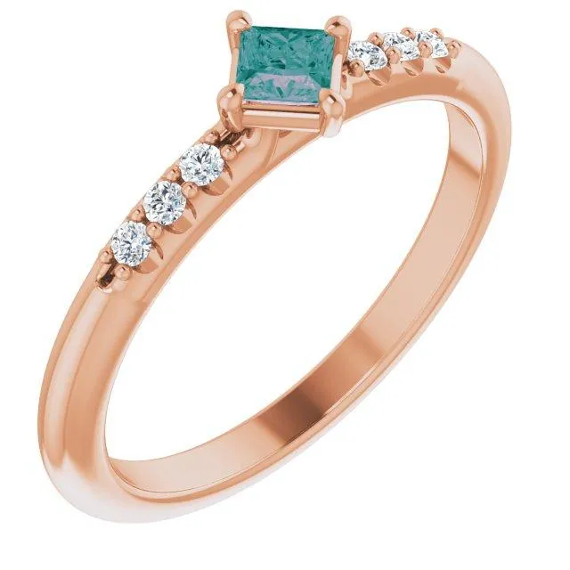 Princess Gemstone Lab-Grown Diamond Accent Stackable Ring