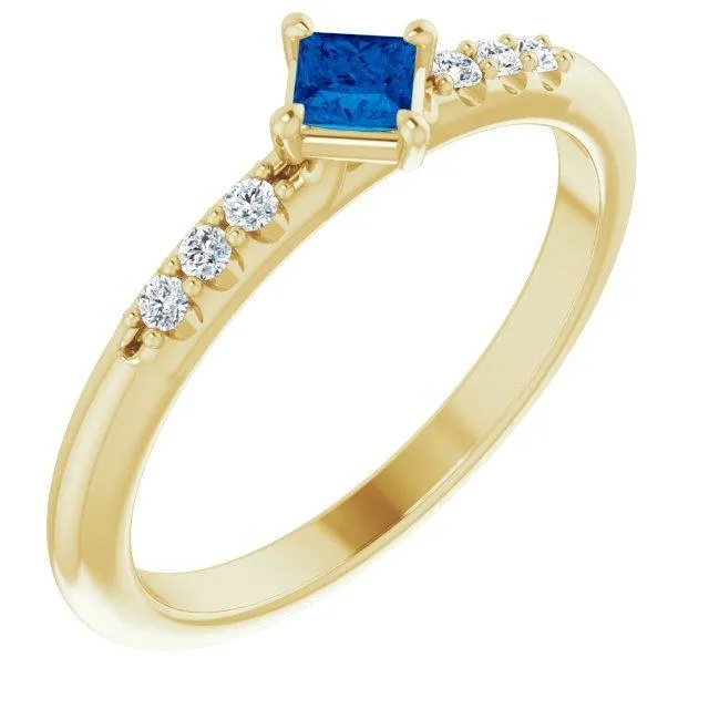Princess Gemstone Lab-Grown Diamond Accent Stackable Ring