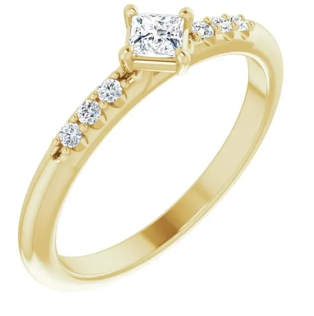 Princess Gemstone Lab-Grown Diamond Accent Stackable Ring