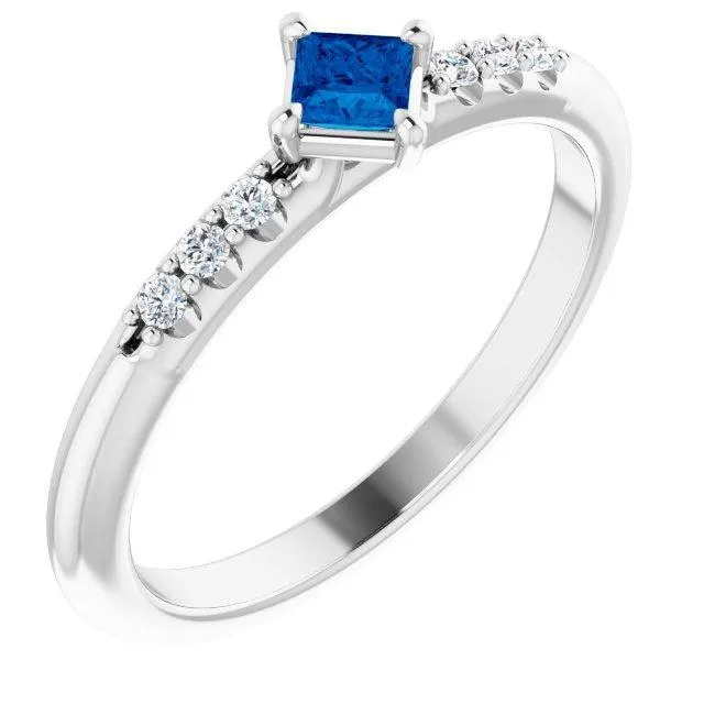 Princess Gemstone Lab-Grown Diamond Accent Stackable Ring