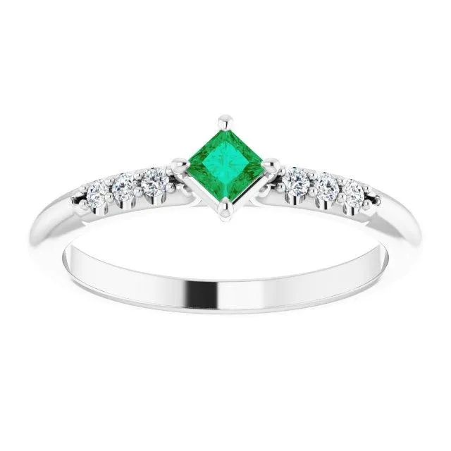 Princess Gemstone Lab-Grown Diamond Accent Stackable Ring