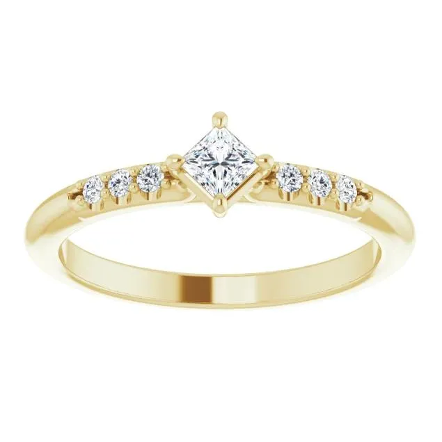 Princess Gemstone Lab-Grown Diamond Accent Stackable Ring